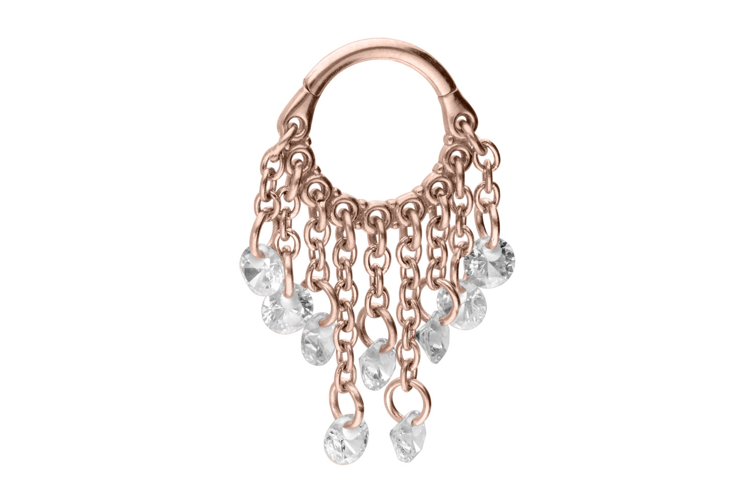 Chirurgenstahl Segmentring Clicker Piercing KETTENVORHANG + KRISTALLE